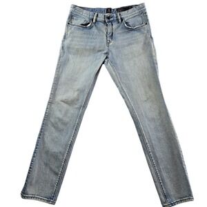 Roark Jeans Mens 34x32 Blue Tapered Slim Light Wash Denim Pockets Stretch Logo